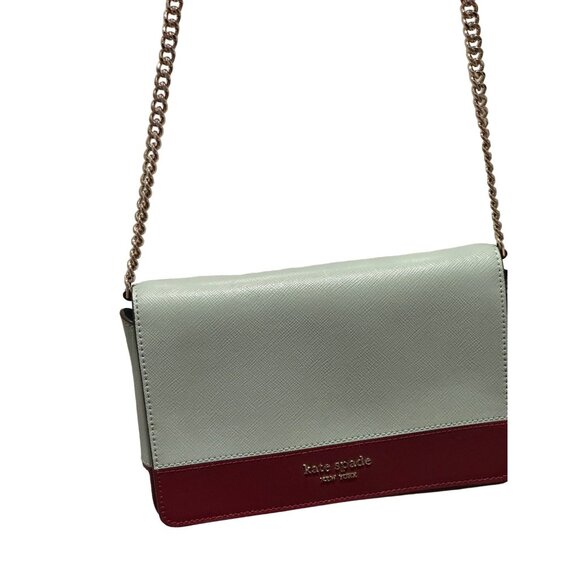 Kate Spade Crossbody Wallet On A Chain Leather Light Blue & Brown 5.25x7.5" Appr - Picture 6 of 8